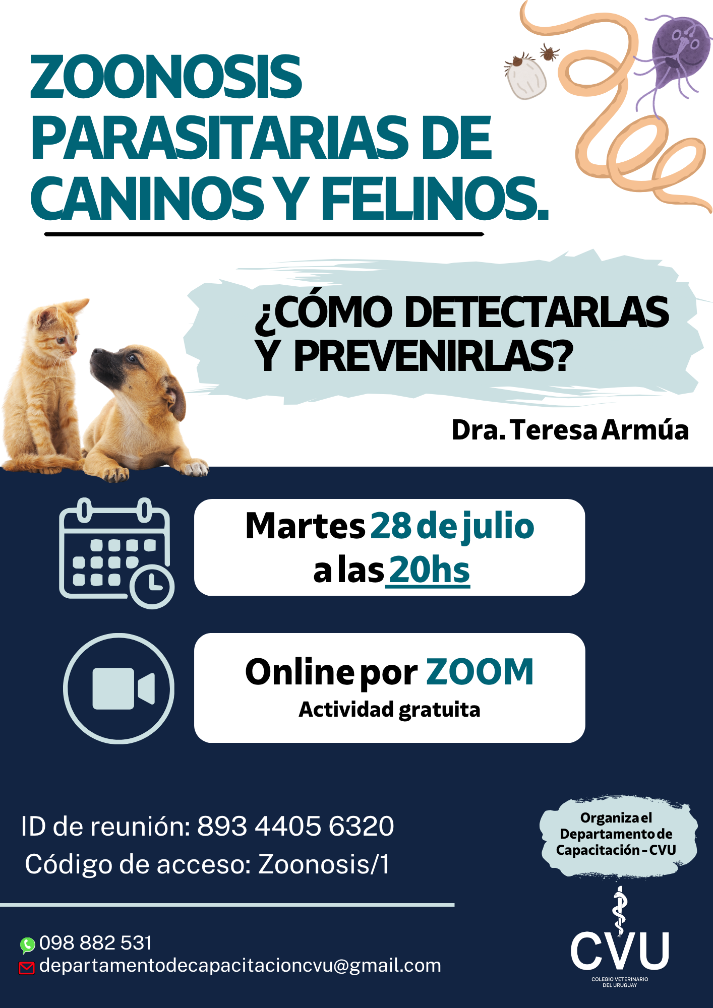 Charla: "Zoonosis parasitarias de caninos y felinos"
